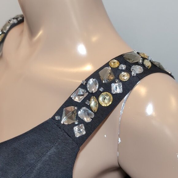 PINK TARTAN Fit & Flare Dress Sleeveless Pleated Jeweled Scoop Neck Cocktail LBD - Picture 6 of 16